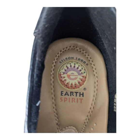 Earth Spirit Black Leather Booties Buckles Academia 6 - Picture 9 of 10